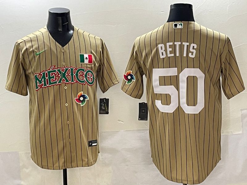 Men Mexico #50 Betts Brown Stripe Joint Name 2025 Nike MLB Jersey style 8->more jerseys->MLB Jersey